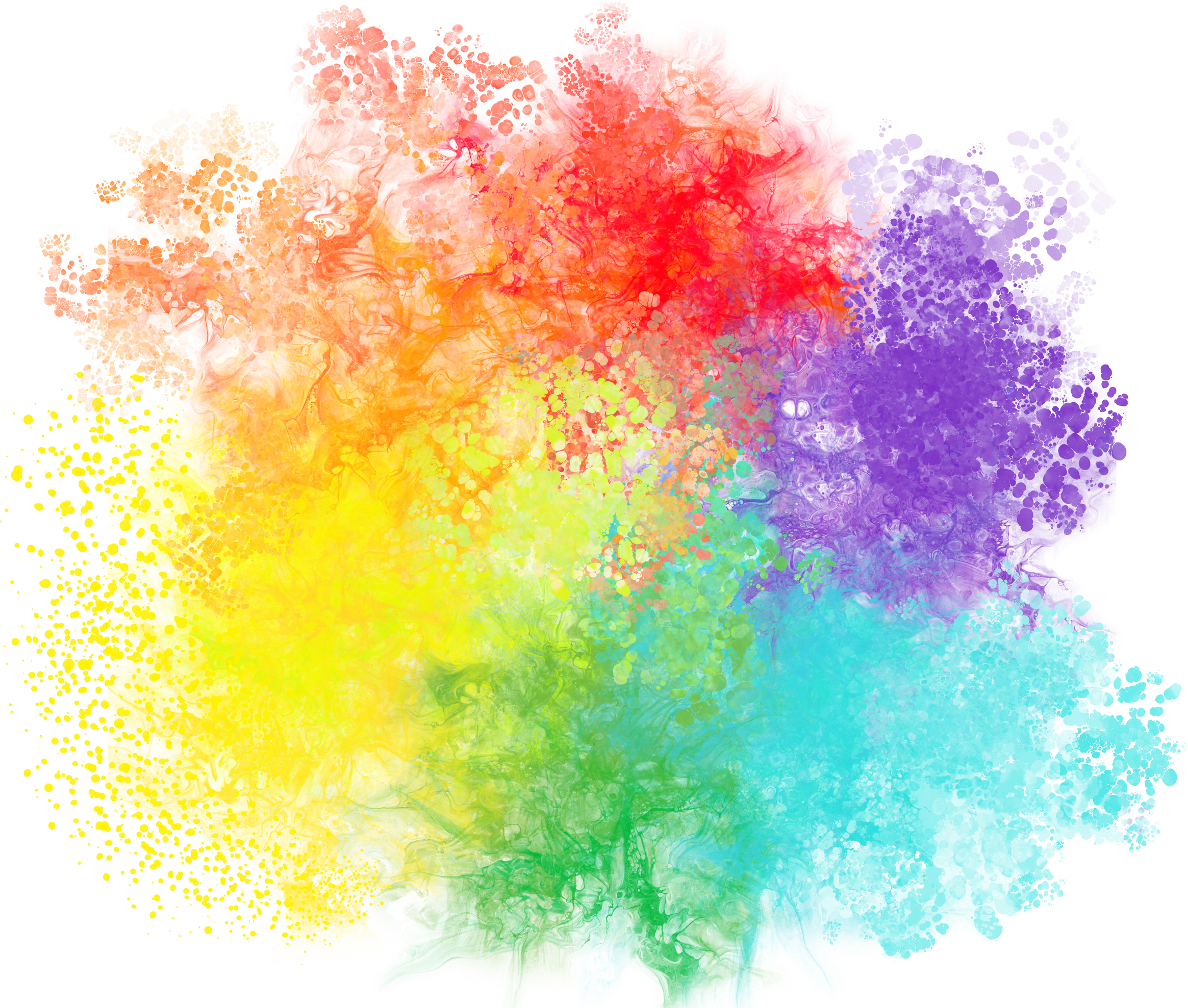 Multi-colored decor brushstrokes paint stains rainbow